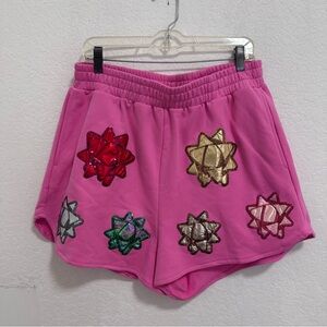 Queen of sparkles metallic present bow shorts